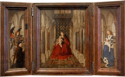 Maagd en Kind met St. Michael en St. Catherine en een Donor door Jan van Eyck